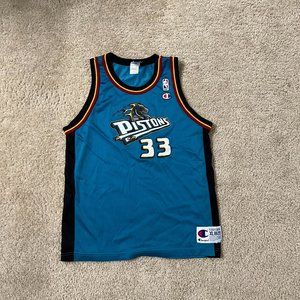 Grant Hill Youth XL (18-20) Champion Detroit Pistons NBA Jersey Teal #33